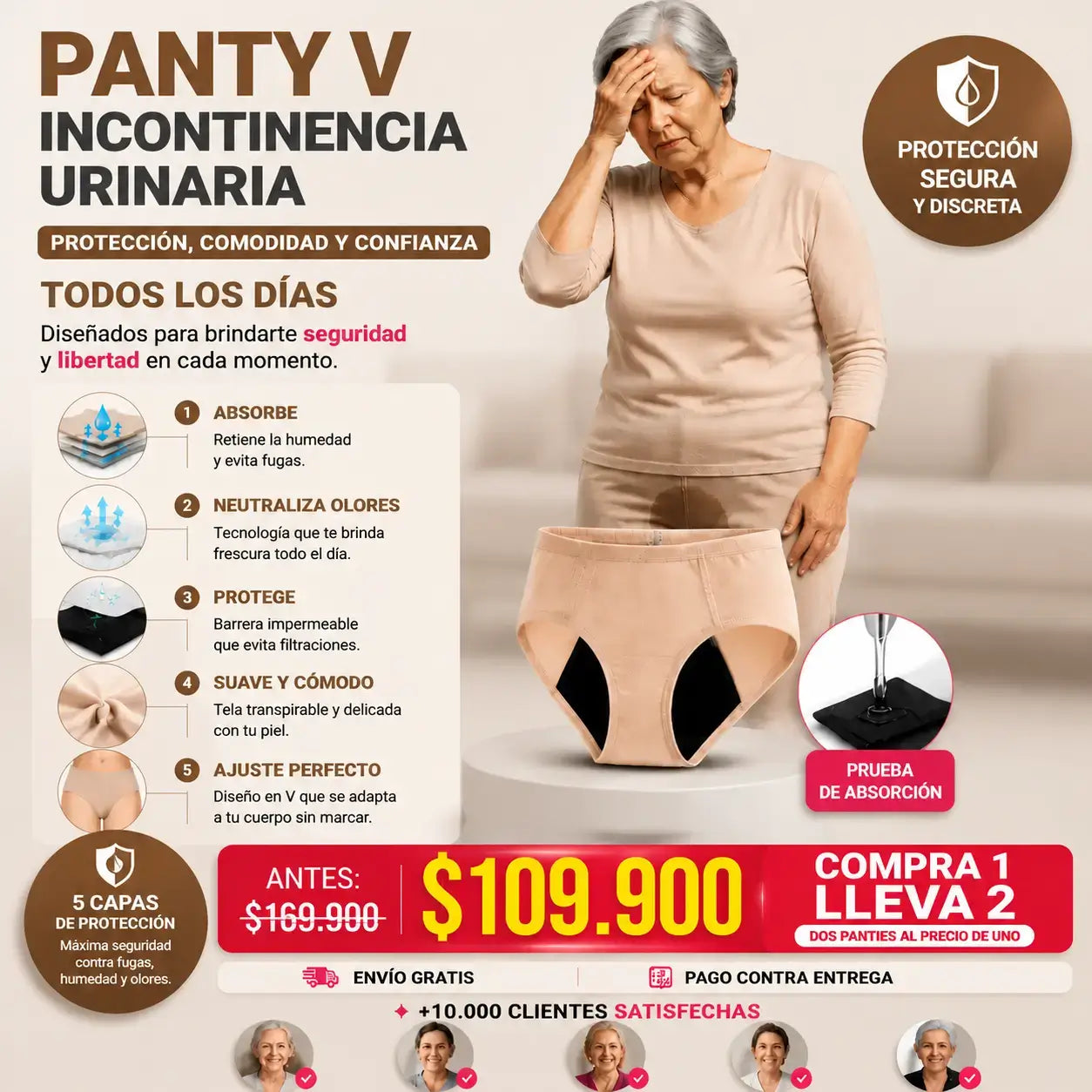 NUBEA™ Panty Invisible Para incontinencia